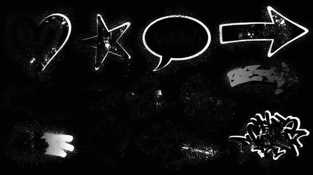 Graffiti Icons Black White Spray Paint Heart Star Arrow Word