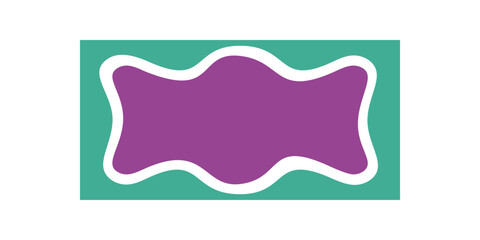 Obraz premium Groovy retro wavy rectangle frame element stands out with bold cartoon shape. Border in y2k style forms a playful graphic background. Vibrant composition suits cool visual design ideas.