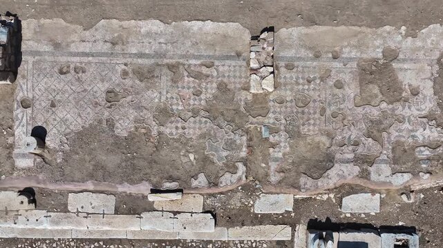 Metropolis ancient city - 4k video of Izmir Torbali Metropolitanis ancient city shot with drone
