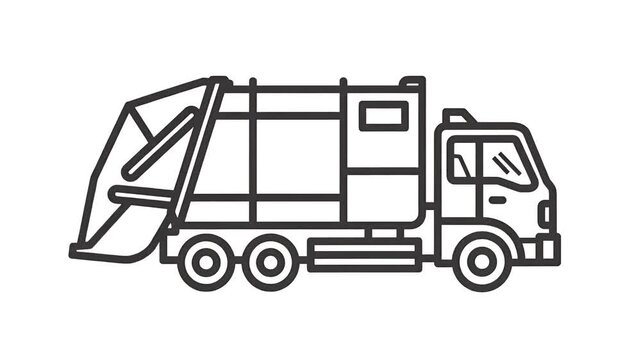Garbage Truck Animation Clean Line Art Transportation Industry