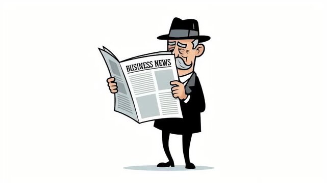 Gentleman Detective Reading Newspaper Detective Hat Moustache