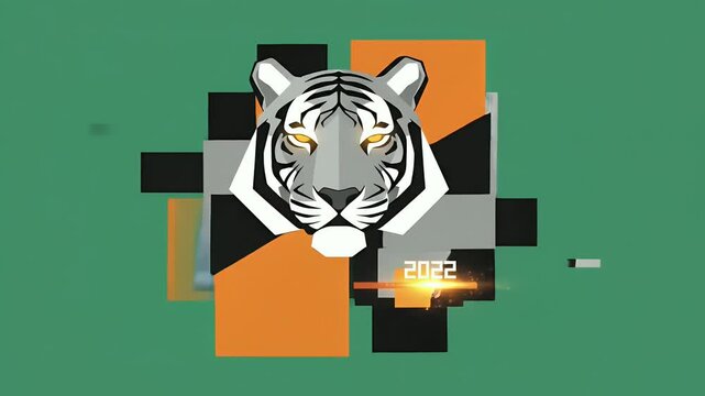 Geometric Tiger Head 2022 Motion Graphic Footage Background