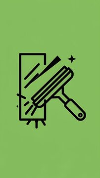 Glass Cleaning Motion Graphic with Squeegee Sparkling Effect on Green Background