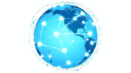 Global Network Connections Digital Globe Animation Technology Background - Powered by Adobe