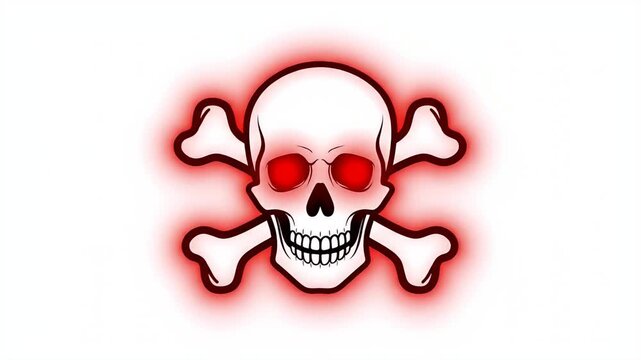 Glowing Red Skull and Crossbones Danger Symbol Motion Graphic