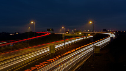 Night Highway with Light Trails