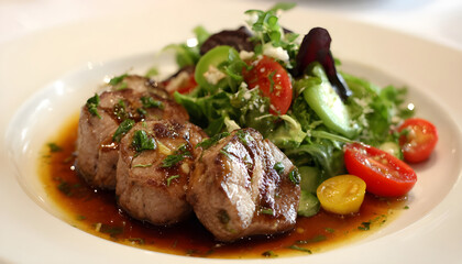Rotating Plate of Veal Scallopini with Salad