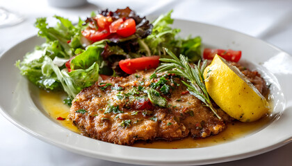 Rotating Plate of Veal Scallopini with Salad