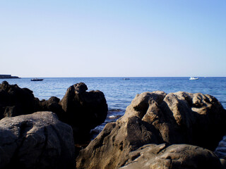View of an embankment near Palermo, Sicily, Italy, featuring a scenic coastal promenade with views of the Mediterranean Sea. Urban waterfront landscape highlighting the city s seaside charm, historic