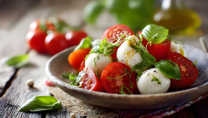 Mozzarella salad with tomatoes and basil