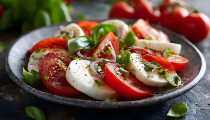 Mozzarella salad with tomatoes and basil