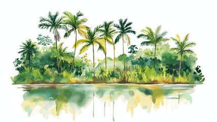 Obraz premium Kaw Marshlands. Kaw Marshlands hand drawn watercolor illustration