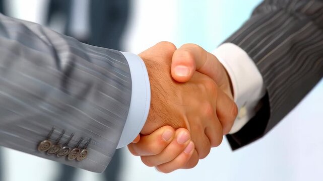 Deal Agreement: A close-up shot captures the essence of partnership and agreement as two individuals shake hands, symbolizing a successful deal and mutual understanding.
