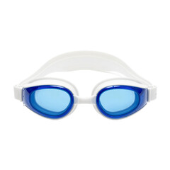 White Swimming Goggles with Blue-Tinted Lenses and Silicone Strap