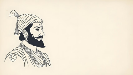 Chhatrapati Shivaji Maharaj portrait drawing line art history leader warrior king royalty culture tradition power bravery legacy