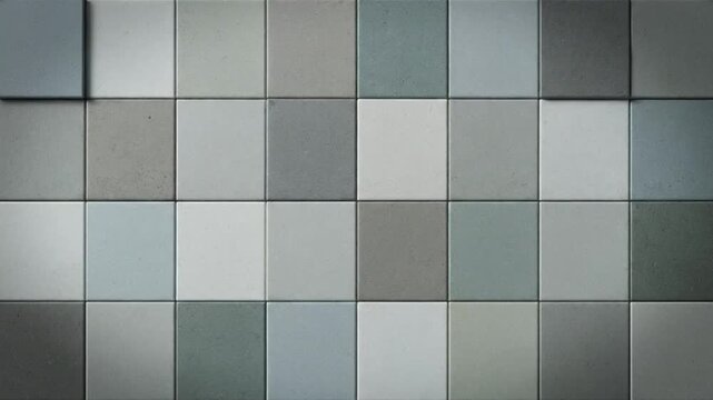 Abstract slow zoom on a modern mosaic tile background with various shades of cool muted colors