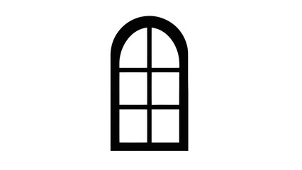 Fototapeta premium Vector illustration of a classic arched window icon, vintage frame design on transparent background