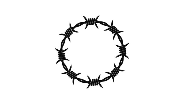 Vector illustration of, on transparent background, a circular barbed wire design symbolizing restriction and security
