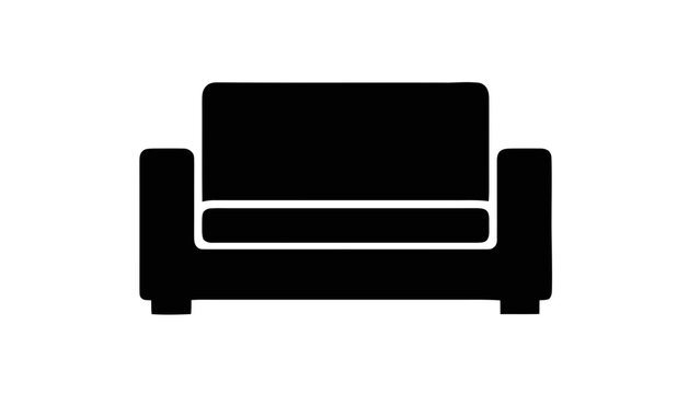 Vector illustration of a modern comfortable sofa or couch silhouette, on transparent background