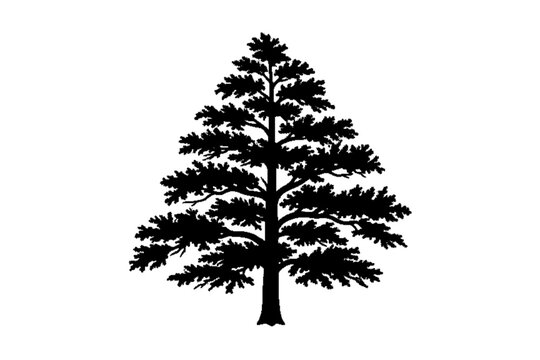 Evergreen silhouette : A bold silhouette of a stately evergreen tree stands tall, its dark form creating a striking contrast and symbolizing strength, resilience, and the enduring beauty of nature.