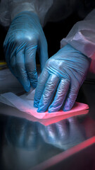 Symmetrical Arrangement of Sample Racks in a Sterile Laboratory Workspace
