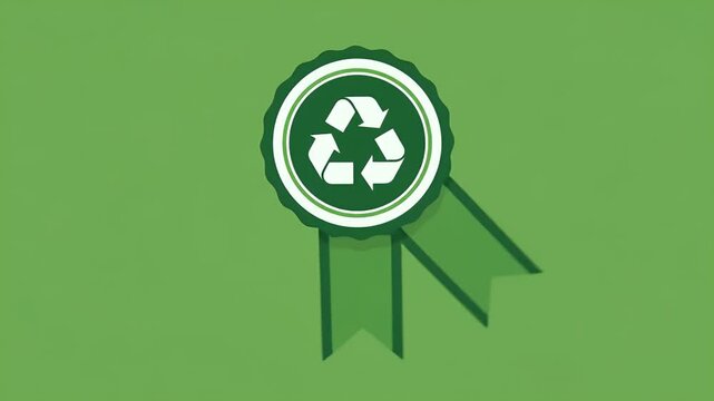 Green Recycling Badge Motion Graphic Loop Animation