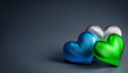 Zielono niebieskie serca widoczne w prawym dolnym rogu ilustracji