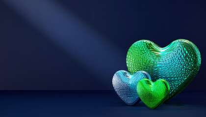 Zielono niebieskie serca widoczne w prawym dolnym rogu ilustracji