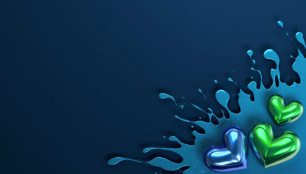 Zielono niebieskie serca widoczne w prawym dolnym rogu ilustracji