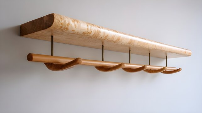 Maplewood Smooth Entryway Hanging Bar White Background Professional Interior Hardware Product Photography Ultra Clean Minimalist Style