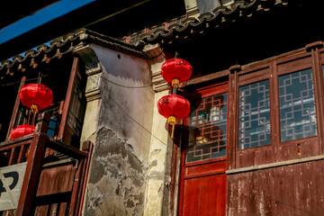 traditional Chinese house with red lanterns