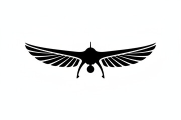Fototapeta premium Soaring Vision: An Emblem of Innovation: A sleek, modern silhouette of a drone takes flight against the backdrop, evoking a sense of advanced technology, aerial perspective, and innovation.