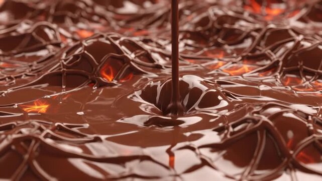 Molten chocolate pouring abstract