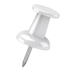 White Push Pin on White Background