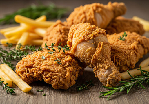Crispy Golden Fried Chicken Still Life