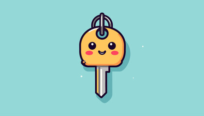 Fototapeta premium Cute Key Cartoon Character Illustration