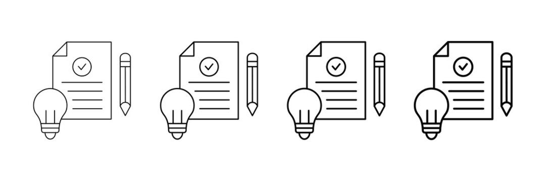 Creative Brief Icons Vector Set In Different Stroke Line Style