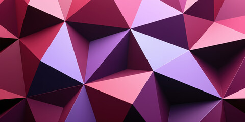 Obraz premium Colorful abstract design featuring sharp triangles and various shades of pink, purple, and dark tones, creating a visually striking image with depth and dimension.