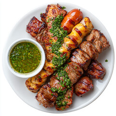 Grilled Meat Skewers with Chimichurri Sauce