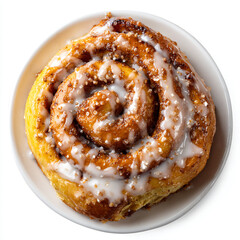 Cinnamon Roll with Icing on Plate
