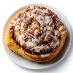 Glazed Cinnamon Roll on a Plate