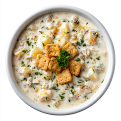 Clam Chowder Soup in Bowl
