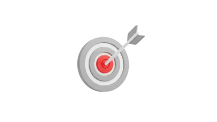 Simple 3d Target Icon with Arrow, Goal Setting, isolated on white background