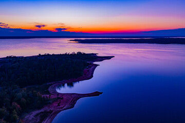 Drone view of Sam Rayburn sunset 6
