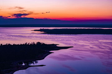 Drone view of Sam Rayburn sunset 5
