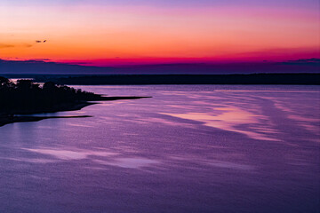 Drone view of Sam Rayburn sunset 4