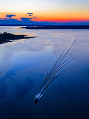 Boat at sunset Sam Rayburn Reservoir