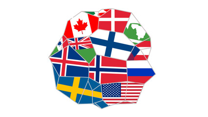 Fototapeta premium Collection of various national flags representing different countries