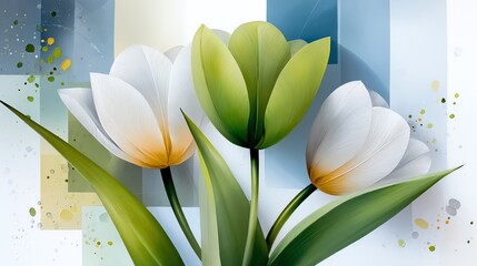 Blumen, Hintergrund, gr&uuml;n, wei&szlig;, gelb