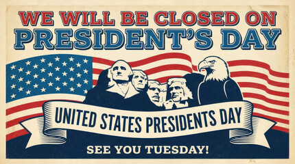 Usa flag background american day independence banner concept vintage style poster illustration for presidents holiday notice sign presidents day concept